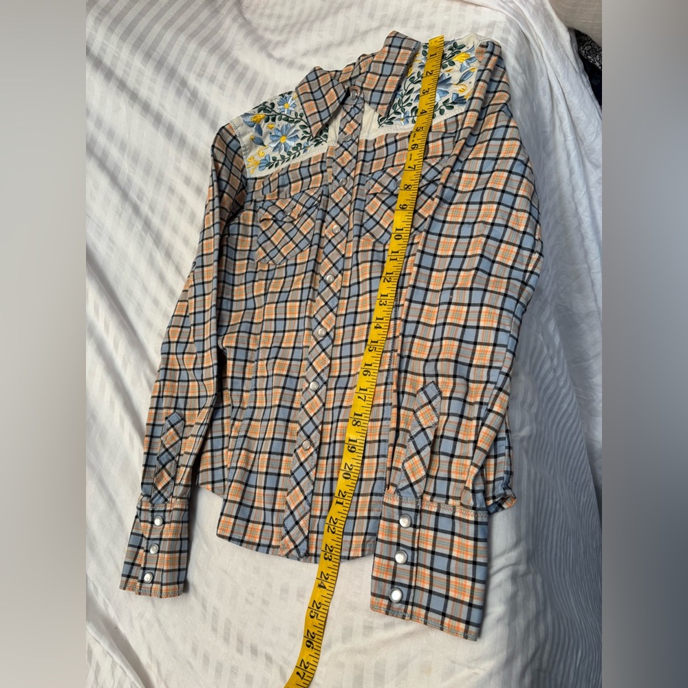 Paul & Joe Target Womens Small Pearl Button Plaid Embroidered Western - Picture 9 of 16